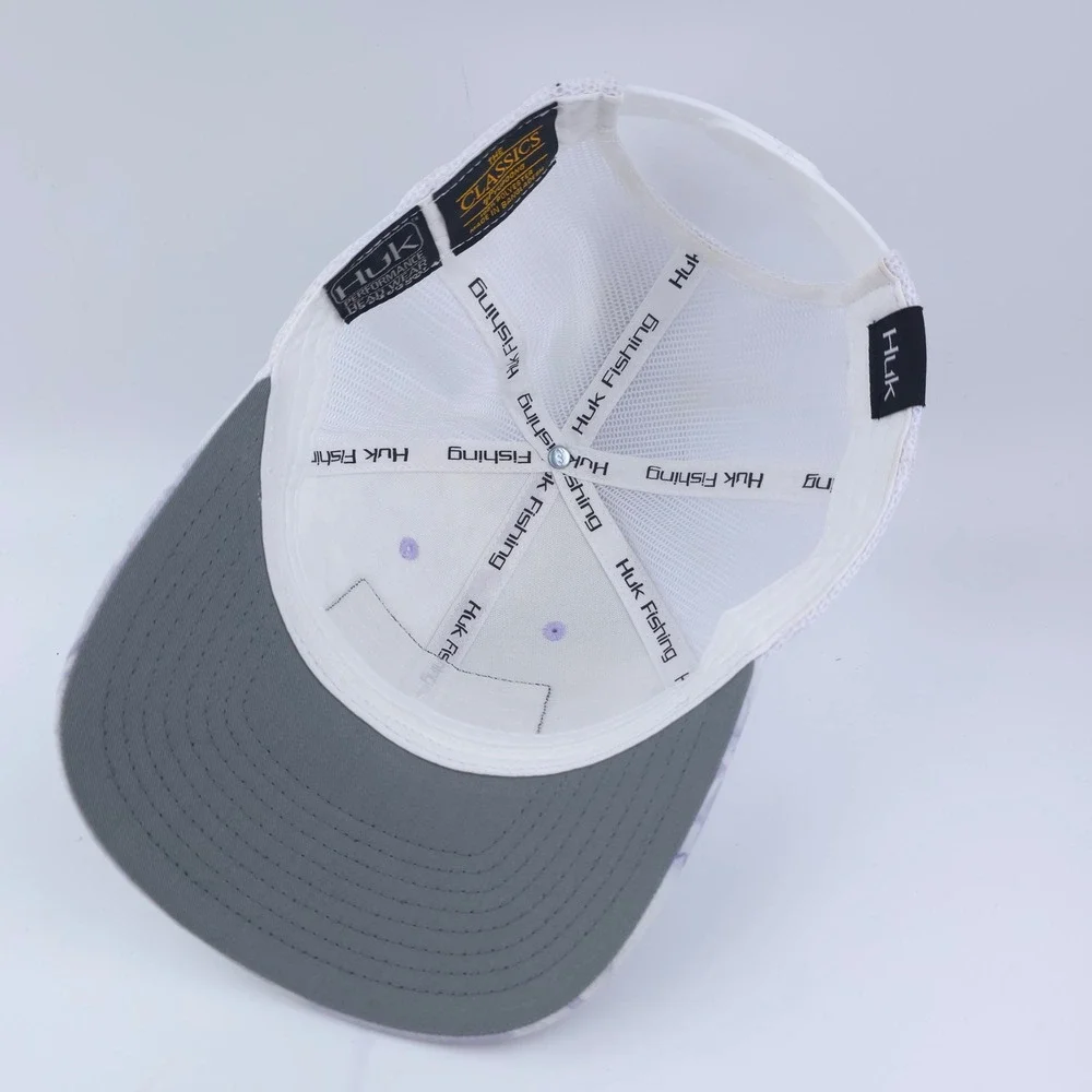 Huk Trucker Hat Mens OSFA Purple White Fracture Camo‎ Mesh Snapback Fishing Cap